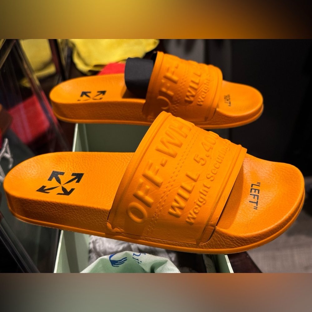 Off-White Hf Pool Sliders- Orange
